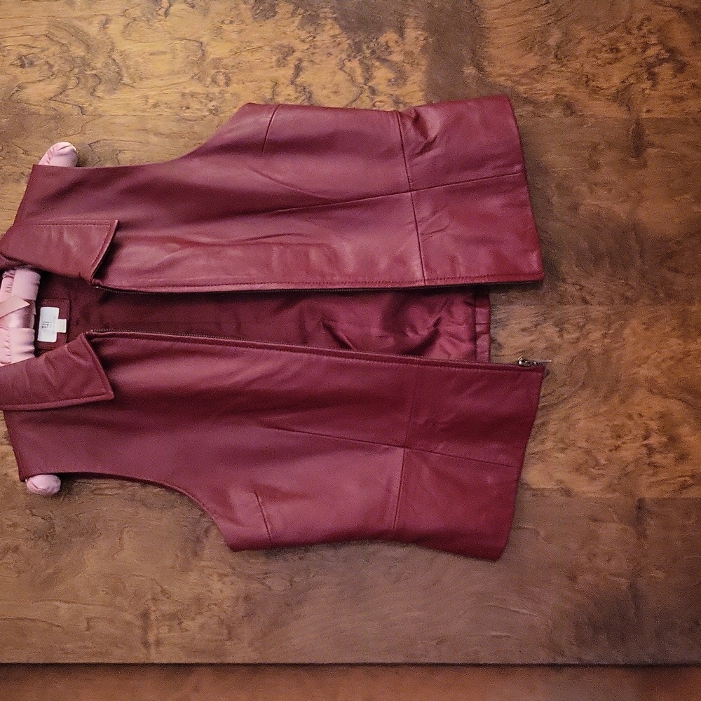 Burgundy Brick Lambskin Leather Vest L - Picture 4 of 6